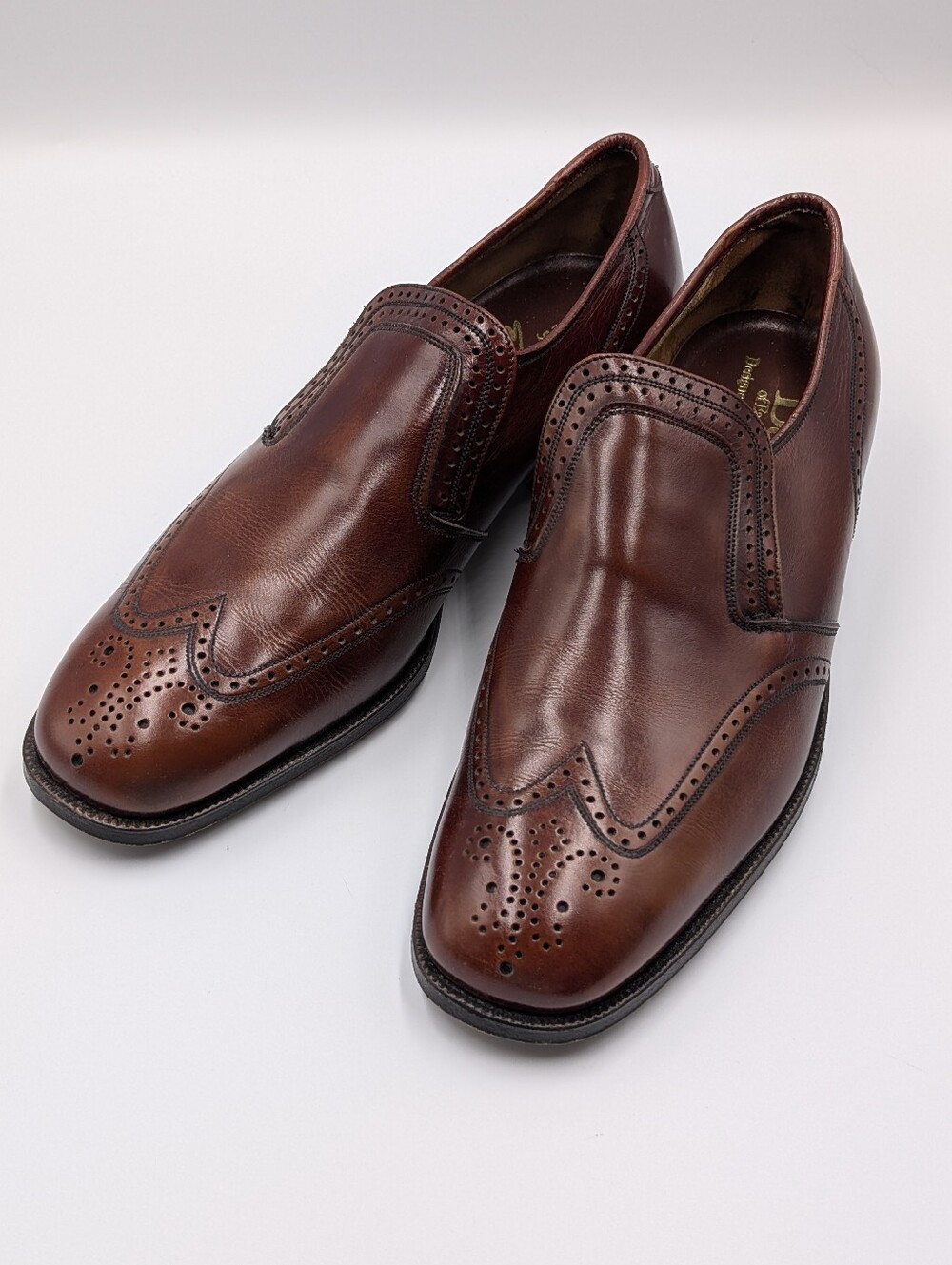 Handmade LIKE NEW Barker Of Earls Derby Loafers Brown Leather Wingtip Brogue 7.5